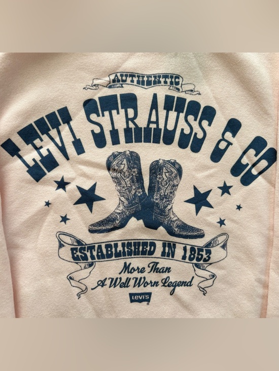 Levi’s Women's Western Cowboy Boot Graphic Crewneck Sweatshirt Pink Navy Medium - Picture 5 of 7